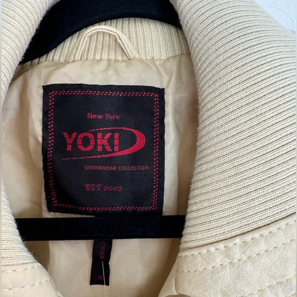 Yoki Butter yellow Y2K bomber leather jacket size medium - Picture 2 of 10